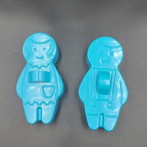 Vintage Avon 1965 Gingerbread Blue Plastic Soap Cookie Cutter Molds Made in USA